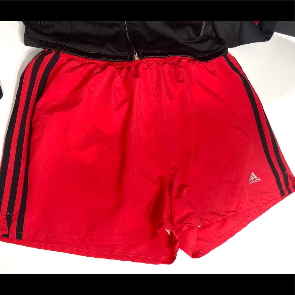 Adidas running short red w/ Blk stripes